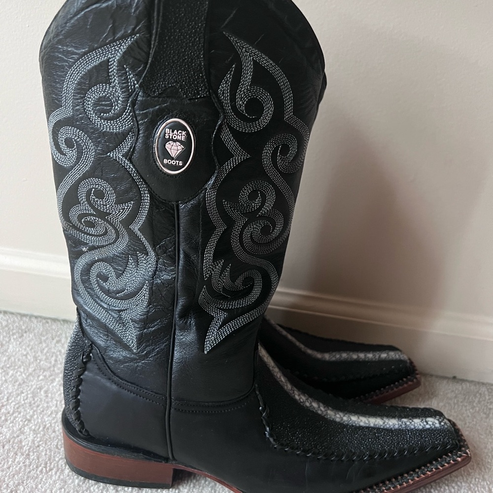 Practically New Black Stone Cowboy Boots.